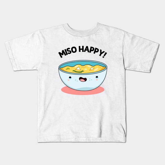 Miso Happy Cute Noodle Pun Kids T-Shirt by punnybone